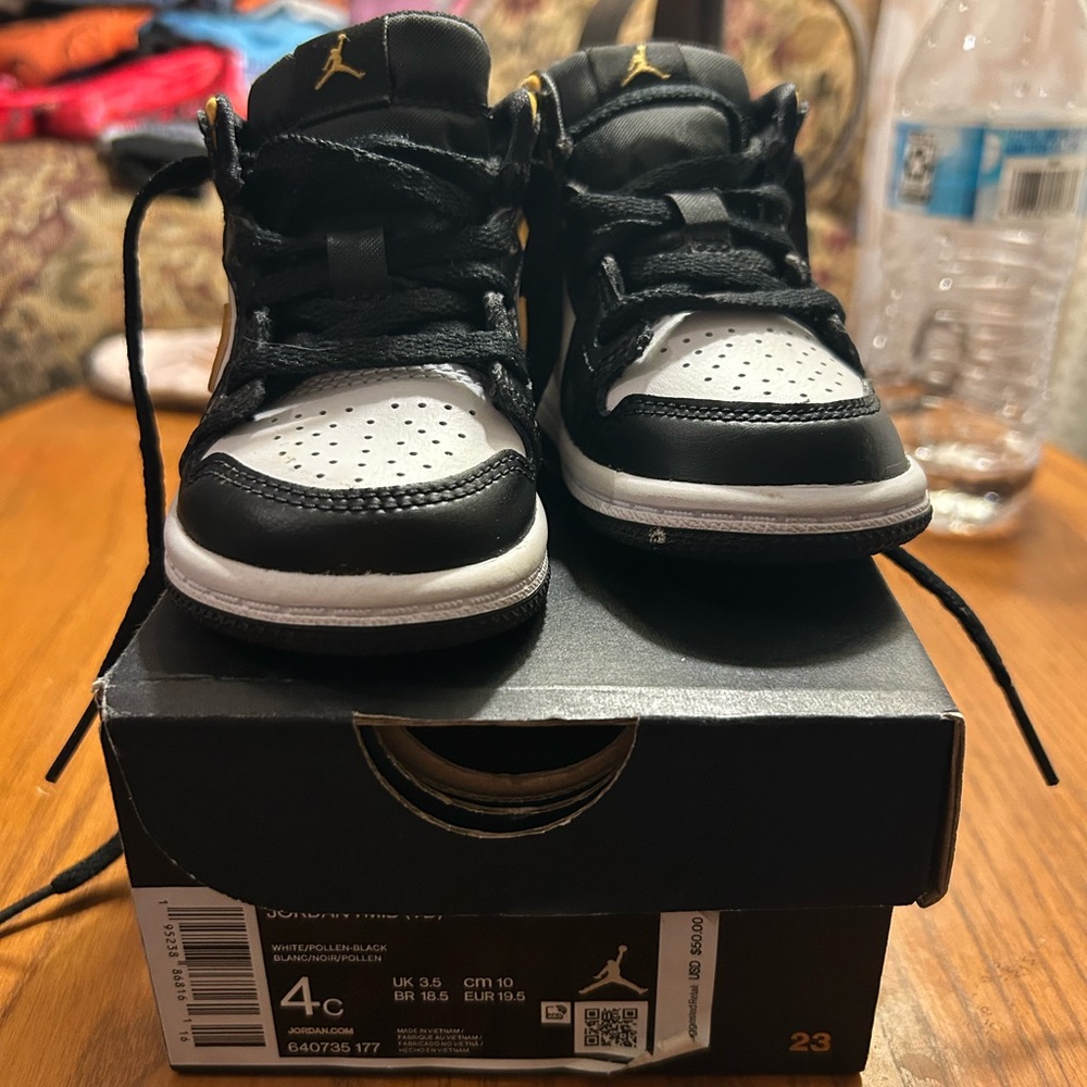 Nike Air Jordan 1 White/Pollen-Black Mid TE Toddler Size 4c